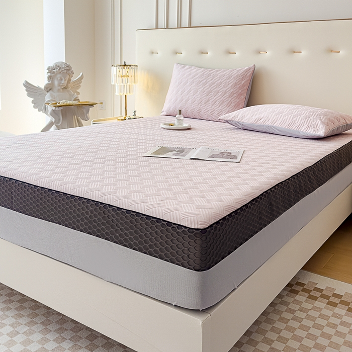 91家纺网 家纺一手货源 找家纺 邦妮家纺 2024新款A类凉感丝床笠凉席床垫30公分内可用 梦幻-粉