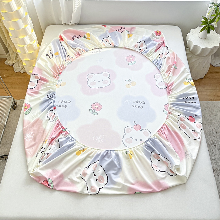 91家纺网 家纺一手货源 找家纺 涵宸家纺 2024新款全棉小清新印花单品套件--单床笠 床笠-萌萌彩