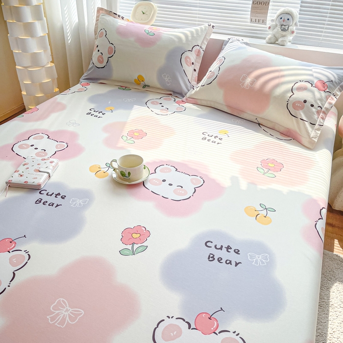 91家纺网 家纺一手货源 找家纺 涵宸家纺 2024新款全棉小清新印花单品套件--单床单 床单-萌萌彩