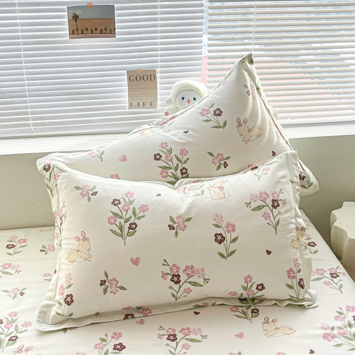 91家纺网 家纺一手货源 找家纺 涵宸家纺 2024新款全棉小清新印花单品套件--单枕套 枕套-甜糖奶咖