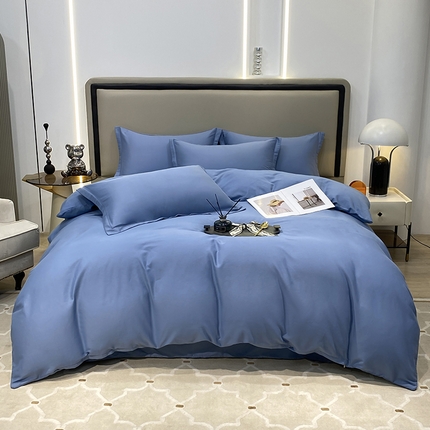 91家纺网 家纺一手货源 找家纺 （总）富馨莱 2024新款60支A类全棉纯棉磨毛纯色双拼四件套系列-四件套