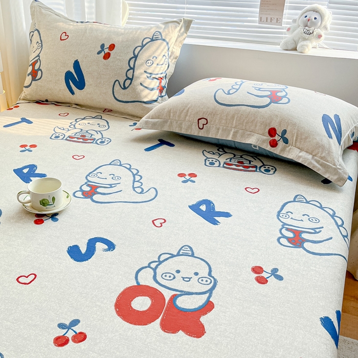 91家纺网 家纺一手货源 找家纺 涵宸家纺 2024新款全棉小清新印花单品套件--单枕套 枕套-皮皮龙