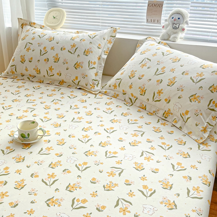 91家纺网 家纺一手货源 找家纺 涵宸家纺 2024新款全棉小清新印花单品套件--单枕套 枕套-菊馨兔