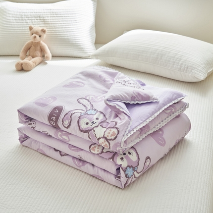 91家纺网 家纺一手货源 找家纺 畅销被业 2025新款水洗棉印花夏被夏凉被空调被 星星兔