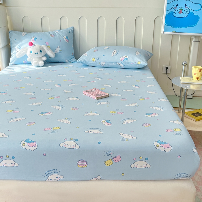 91家纺网 家纺一手货源 找家纺 博雅 2024新款三丽鸥正版授权全棉活性印花单床笠 甜心玉桂狗