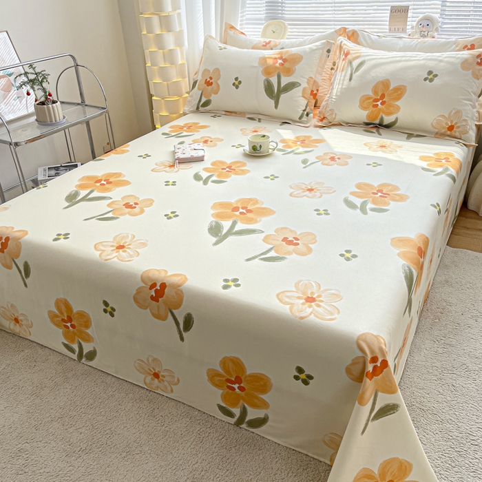 91家纺网 家纺一手货源 找家纺 涵宸家纺 2024新款全棉小清新印花单品套件--单床单 床单-香榭