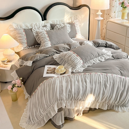 91家纺网 家纺一手货源 找家纺 （总）芭比蔓家纺 2024新款雪纺磨毛四件套-春色系列