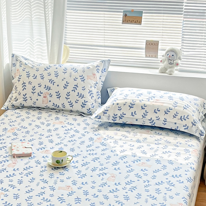 91家纺网 家纺一手货源 找家纺 涵宸家纺 2024新款全棉小清新印花单品套件--单枕套 枕套-兔影