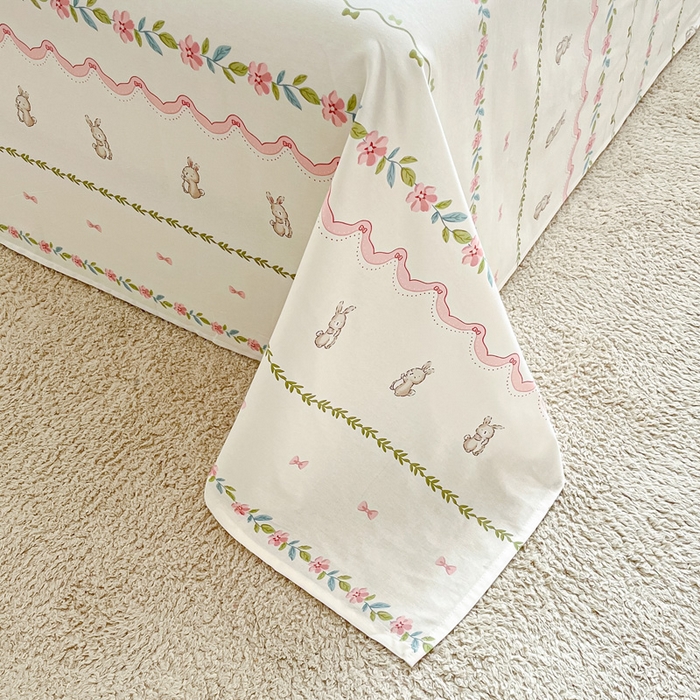 91家纺网 家纺一手货源 找家纺 涵宸家纺 2024新款全棉小清新印花单品套件--单床单 床单-辛德瑞拉