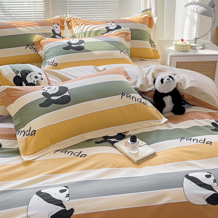 91家纺网 家纺一手货源 找家纺 大柏树 2025新款全棉13376印花四件套系列（可定制）-床单四件套 功夫熊