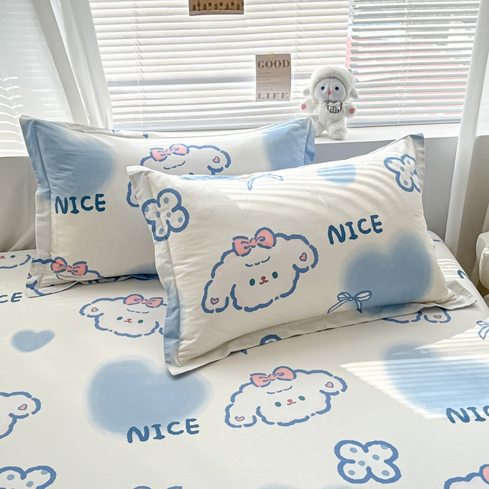 91家纺网 家纺一手货源 找家纺 涵宸家纺 2024新款全棉小清新印花单品套件--单枕套 枕套-玉桂兔