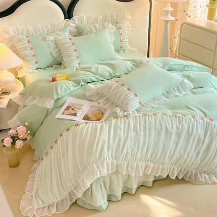 91家纺网 家纺一手货源 找家纺 （总）芭比蔓家纺 2024新款雪纺磨毛四件套-春色系列