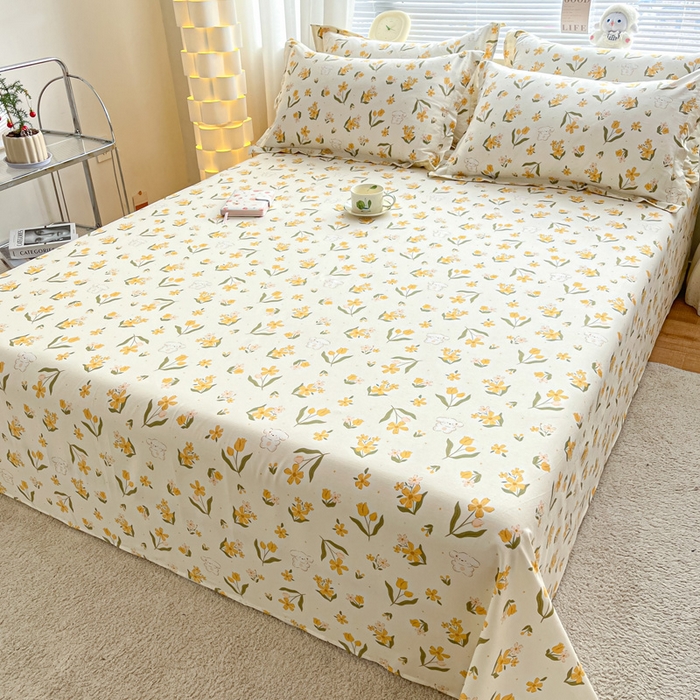 91家纺网 家纺一手货源 找家纺 涵宸家纺 2024新款全棉小清新印花单品套件--单床单 床单-菊馨兔