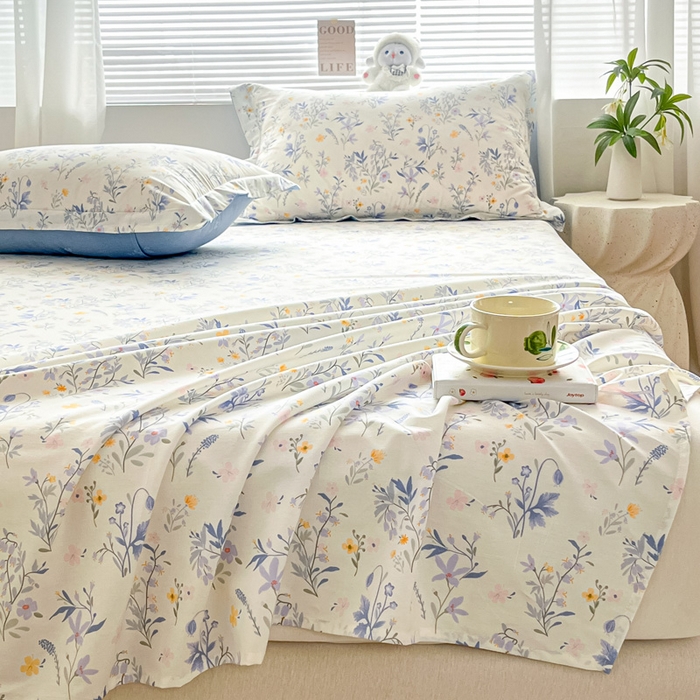 91家纺网 家纺一手货源 找家纺 涵宸家纺 2024新款全棉小清新印花单品套件--单床单 床单-云梦泽