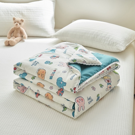 91家纺网 家纺一手货源 找家纺 畅销被业 2025新款水洗棉印花夏被夏凉被空调被 狂欢派对