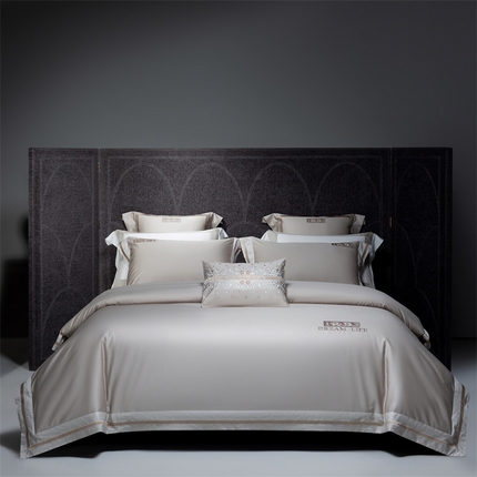 91家纺网 家纺一手货源 找家纺 高大尚婚庆馆  2025春夏新品长绒棉高端绣花四件套-卡洛拉 卡洛拉-绅士灰