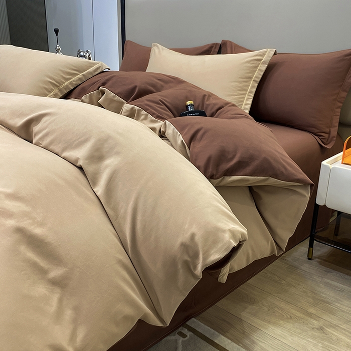 91家纺网 家纺一手货源 找家纺 （总）富馨莱 2024新款60支A类全棉纯棉磨毛纯色双拼被套