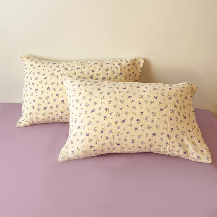 91家纺网 家纺一手货源 找家纺 千朵 2024新款全棉双层纱四件套 甜心紫