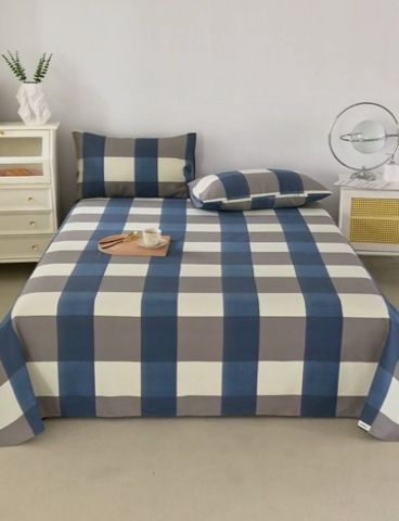 91家纺网 家纺一手货源 找家纺 金泰莱 2025新款原棉老粗布凉席老粗布床单软凉席 蓝格