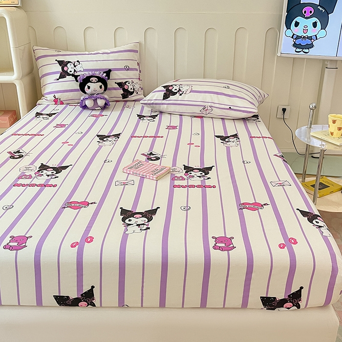 91家纺网 家纺一手货源 找家纺 博雅 2024新款三丽鸥正版授权全棉活性印花单床笠 爱意库洛米