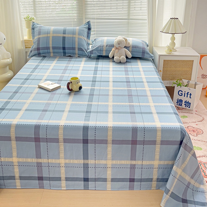 91家纺网 家纺一手货源 找家纺 大柏树 2025新款全棉13376印花四件套系列（可定制）-单床单 卡洛塔-蓝