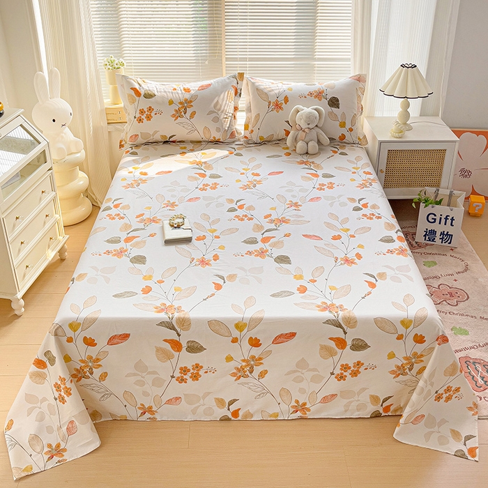 91家纺网 家纺一手货源 找家纺 大柏树 2025新款全棉13376印花四件套系列（可定制）-单床单 浅花悠悠