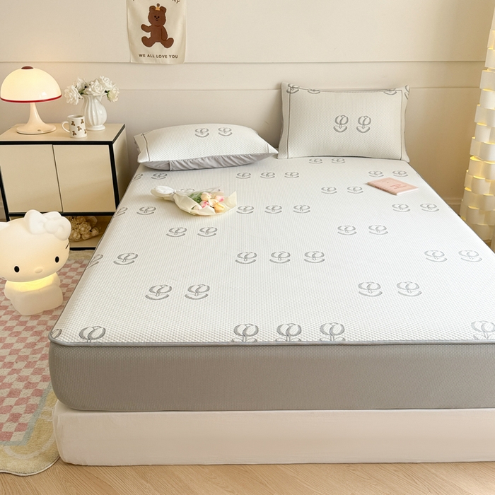 91家纺网 家纺一手货源 找家纺 慕尚家纺 2025新款卡通凉豆豆凉感冰丝席凉席 床笠款-芬芳