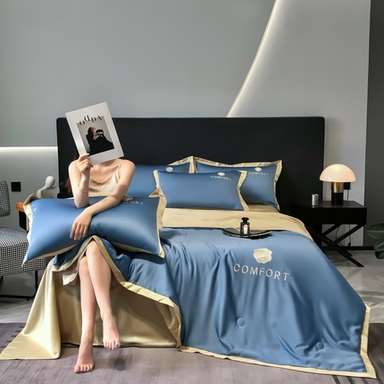 91家纺网 家纺一手货源 找家纺 （总）索飞特 2024新款水洗冰丝夏被四件套