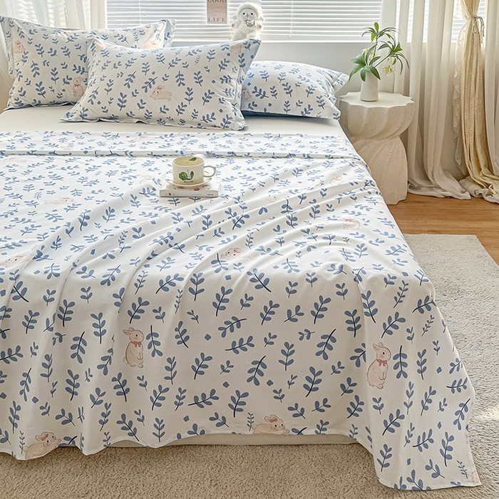 91家纺网 家纺一手货源 找家纺 （总）涵宸家纺 2024新款全棉小清新印花单品套件--单床单