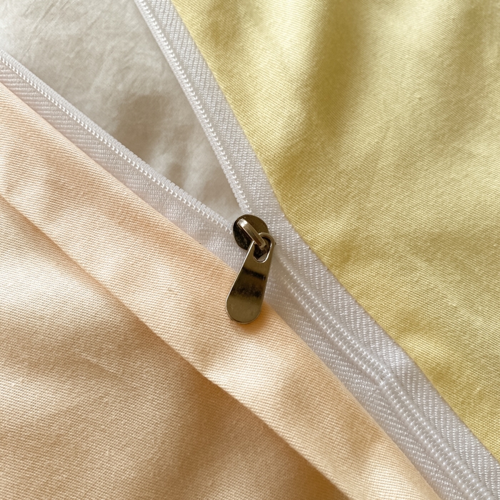 91家纺网 家纺一手货源 找家纺 芊寻家居 2024新款13372全棉纯色四件套无印良品风简约套件 初黄-奶茶