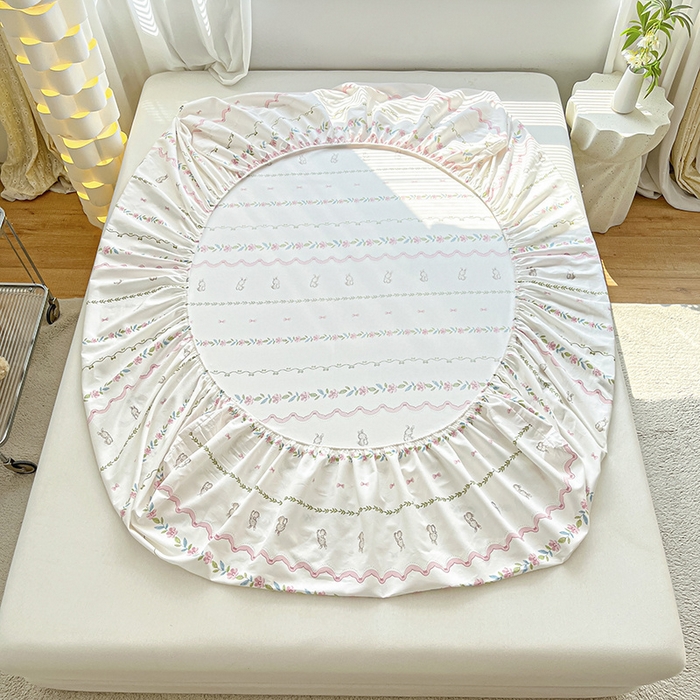 91家纺网 家纺一手货源 找家纺 涵宸家纺 2024新款全棉小清新印花单品套件--单床笠 床笠-辛德瑞拉