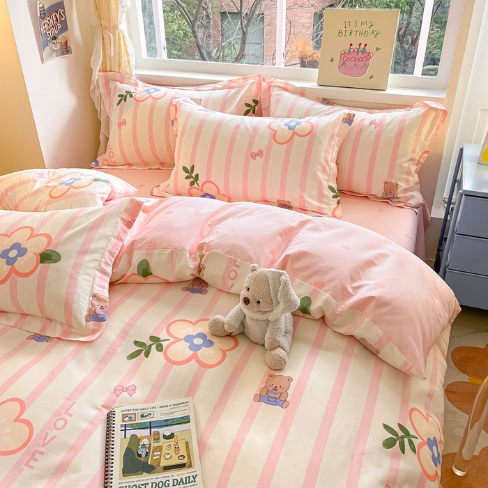 91家纺网 家纺一手货源 找家纺 涵宸家纺 2024新款全棉小清新印花单品套件--单被套 弗洛斯