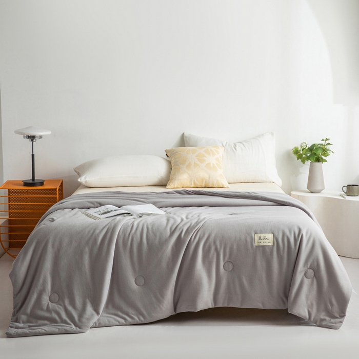 91家纺网 家纺一手货源 找家纺 慕尚家纺 2025新款针织棉华夫格夏被 华夫格 星空灰