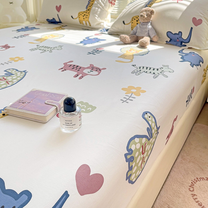 91家纺网 家纺一手货源 找家纺 大柏树 2025新款全棉13376印花四件套系列（可定制）-单床笠 爱乐儿