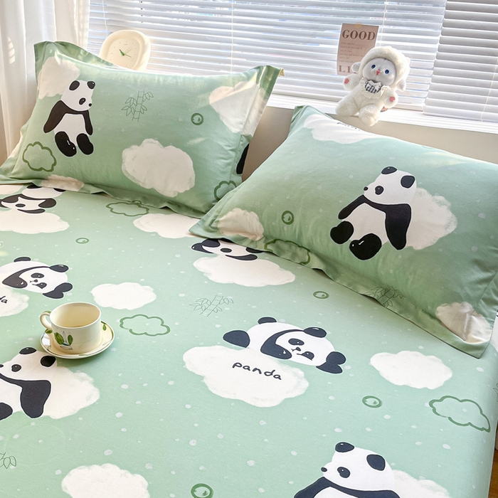 91家纺网 家纺一手货源 找家纺 涵宸家纺 2024新款全棉小清新印花单品套件--单枕套 枕套-云影熊