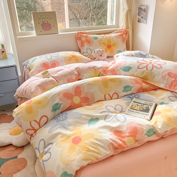 91家纺网 家纺一手货源 找家纺 涵宸家纺 2024新款全棉小清新印花单品套件--单被套 爱恋