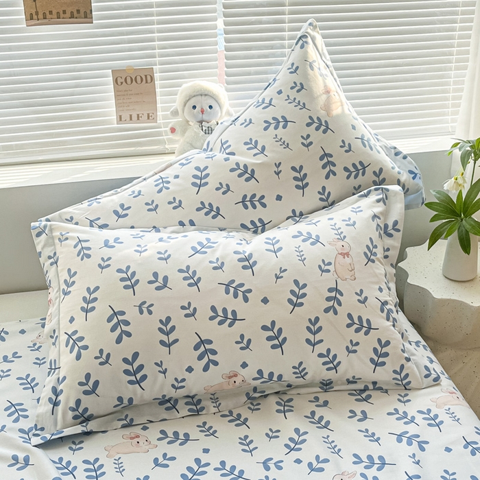 91家纺网 家纺一手货源 找家纺 涵宸家纺 2024新款全棉小清新印花单品套件--单枕套 枕套-兔影