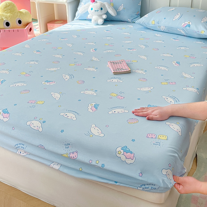 91家纺网 家纺一手货源 找家纺 博雅 2024新款三丽鸥正版授权全棉活性印花单床笠 甜心玉桂狗