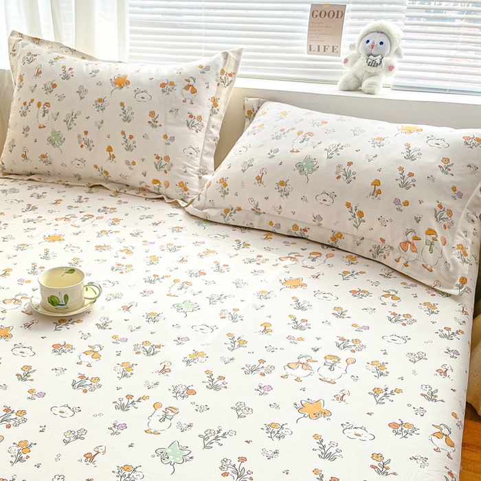 91家纺网 家纺一手货源 找家纺 涵宸家纺 2024新款全棉小清新印花单品套件--单枕套 枕套-开心鸭