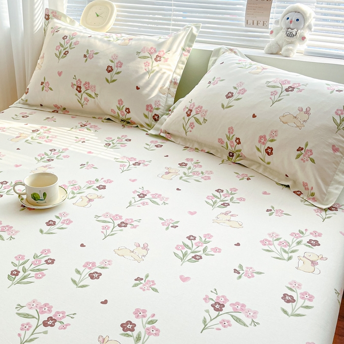 91家纺网 家纺一手货源 找家纺 涵宸家纺 2024新款全棉小清新印花单品套件--单枕套 枕套-甜糖奶咖