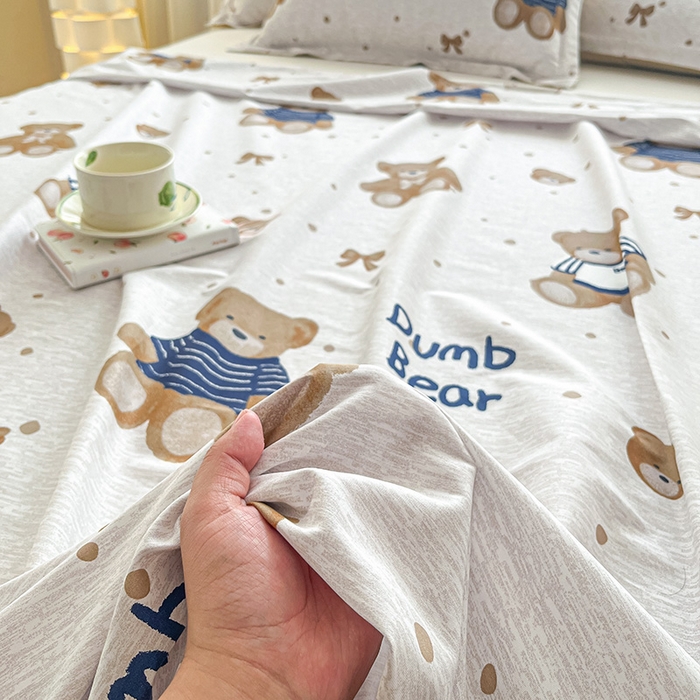 91家纺网 家纺一手货源 找家纺 涵宸家纺 2024新款全棉小清新印花单品套件--单床单 床单-布偶熊