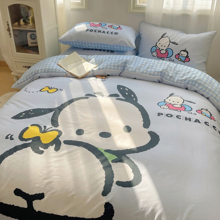 91家纺网 家纺一手货源 找家纺 星座 2025大版全棉三丽鸥四件套 快乐帕恰狗