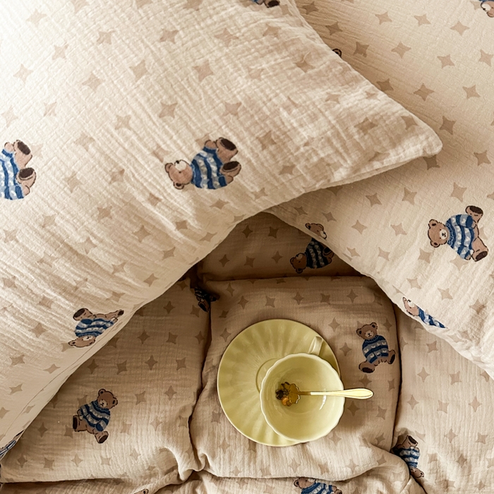 91家纺网 家纺一手货源 找家纺 （总）千朵 2024新款全棉双层纱四件套