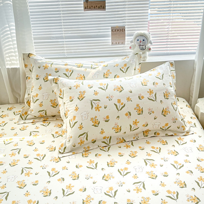 91家纺网 家纺一手货源 找家纺 涵宸家纺 2024新款全棉小清新印花单品套件--单枕套 枕套-菊馨兔