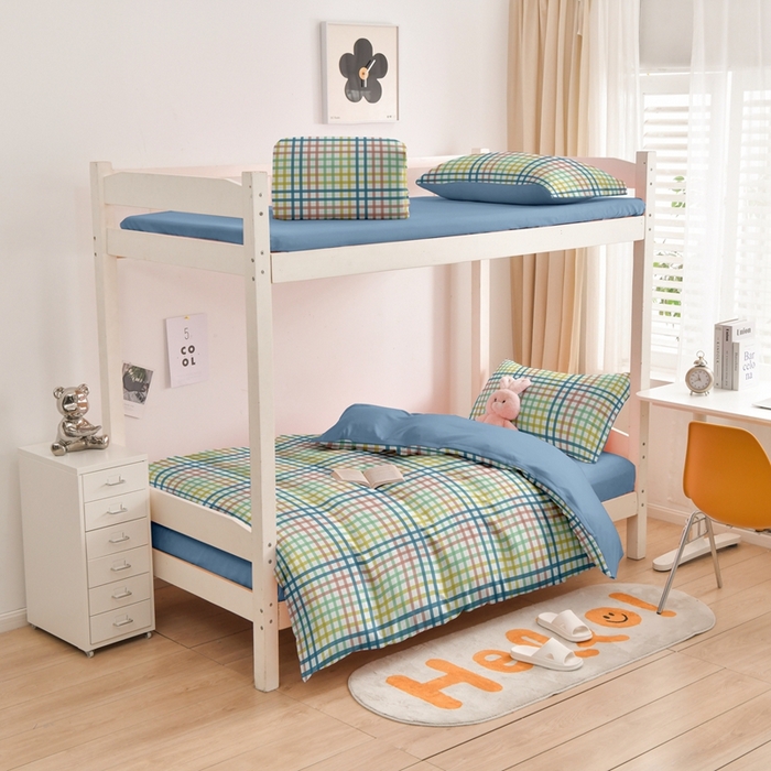 91家纺网 家纺一手货源 找家纺 啊雅家居 床上用品水洗棉印花五件套七件套 日系小格绿