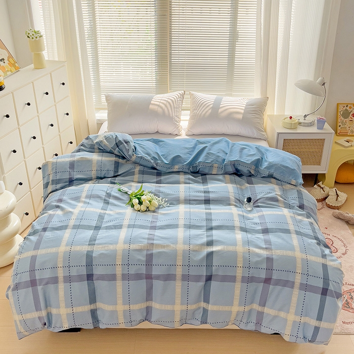 91家纺网 家纺一手货源 找家纺 大柏树 2025新款全棉13376印花四件套系列（可定制）-单被套 卡洛塔-蓝