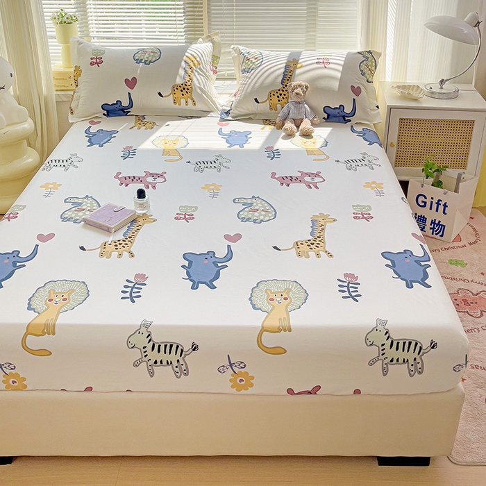 91家纺网 家纺一手货源 找家纺 大柏树 2025新款全棉13376印花四件套系列（可定制）-单床笠 爱乐儿