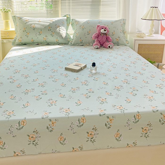 91家纺网 家纺一手货源 找家纺 大柏树 2025新款全棉13376印花四件套系列（可定制）-单床笠 浅沫