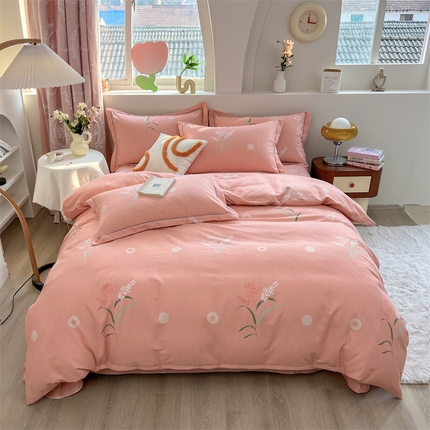 91家纺网 家纺一手货源 找家纺 (总) 简约 2025新款全棉四件套活性生态磨毛四件套