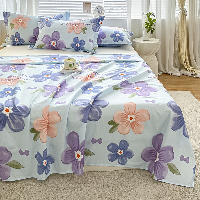 91家纺网 家纺一手货源 找家纺 涵宸家纺 2024新款全棉小清新印花单品套件--单床单 床单-花季